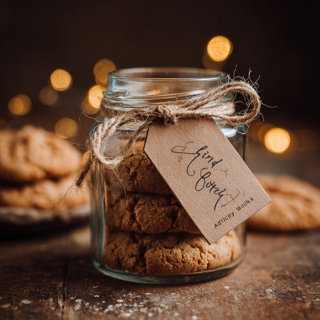 Almond butter cookies in gift packaging