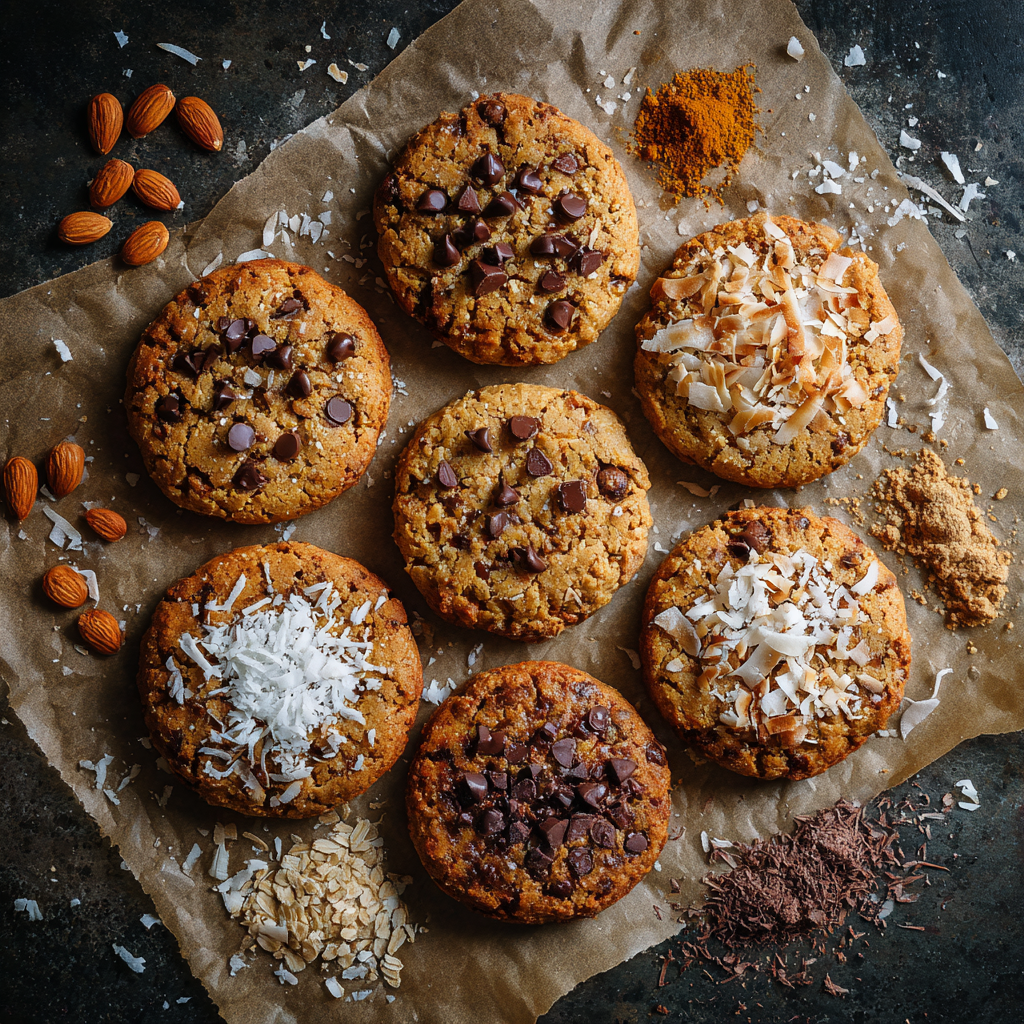 Almond butter cookies with toppings