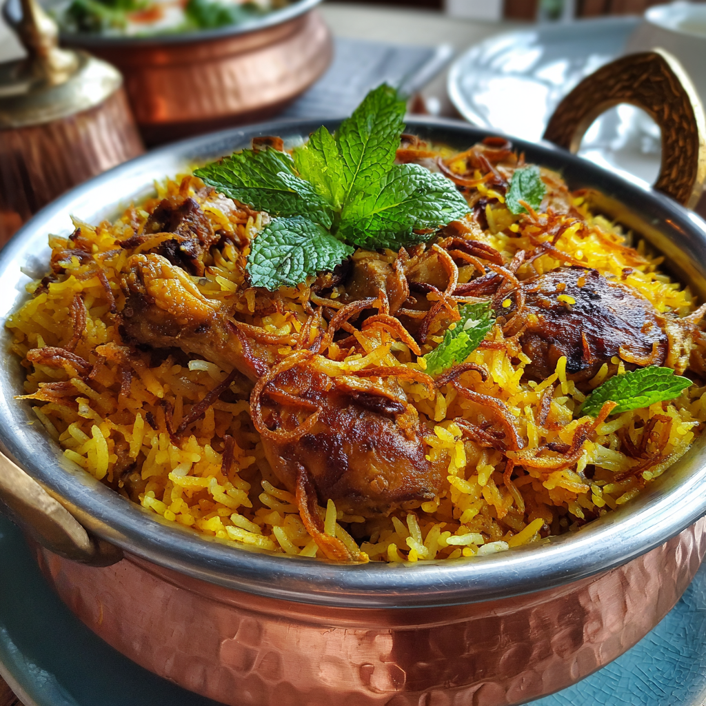 Chicken Biryani Recipe in copper pot