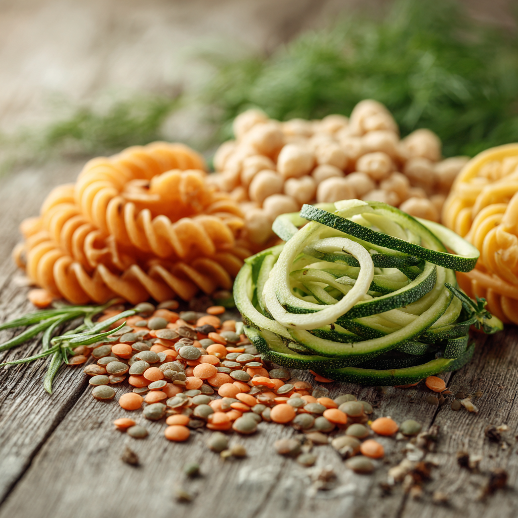 Healthy pasta alternatives with chickpea and zucchini noodles