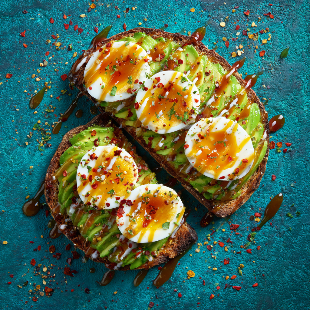 Kylie Jenner avocado egg toast with honey and egg slices