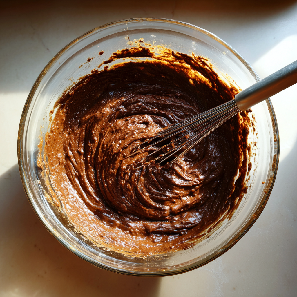 Mixing easy homemade brownie batter