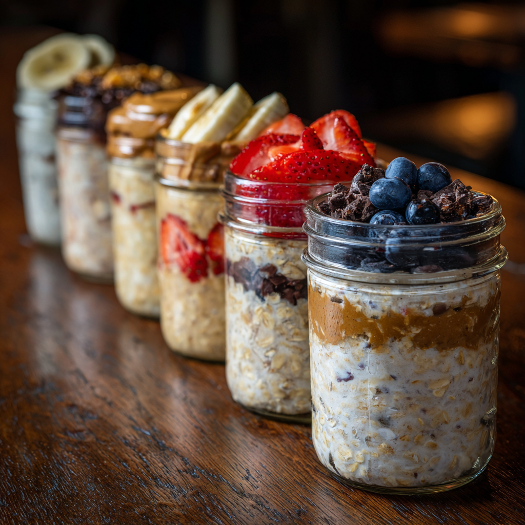 Easy overnight oats with six flavor combinations