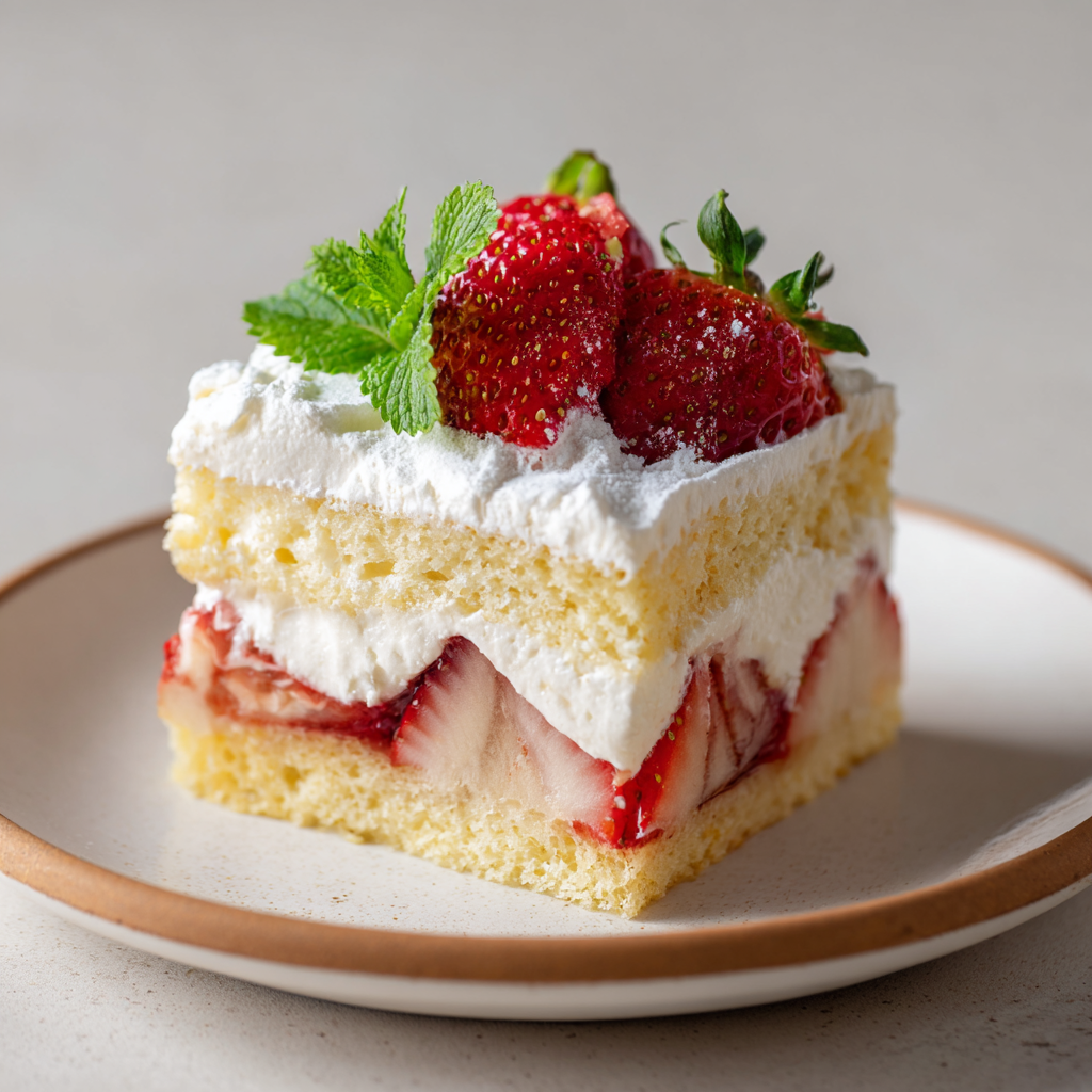 Japanese strawberry shortcake sponge slice